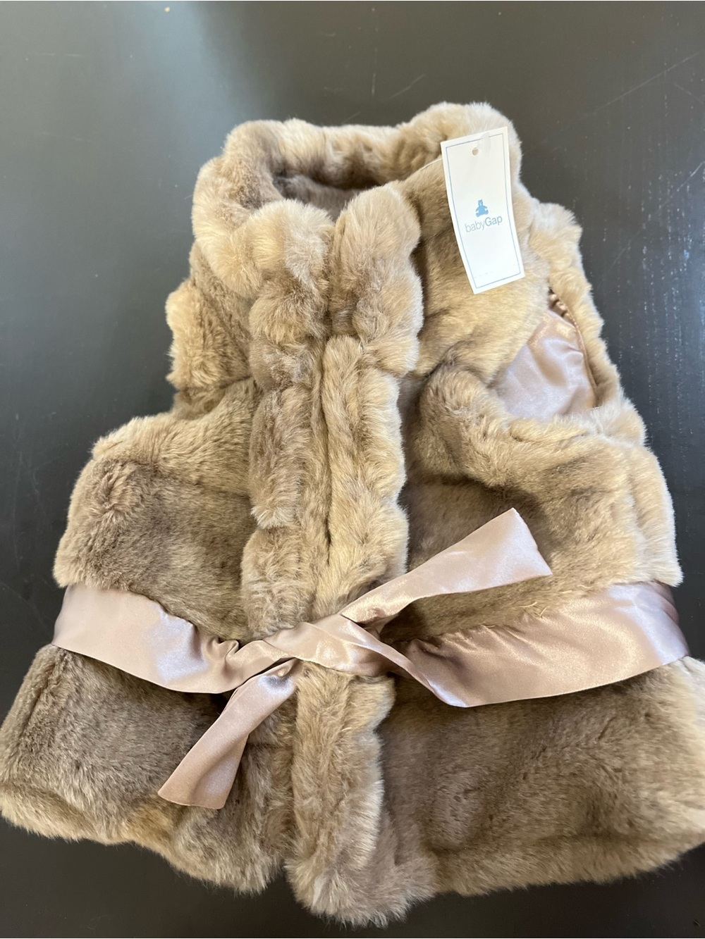 Baby Gab Brown Faux Fur Vest with Satin Lining up to 6 months